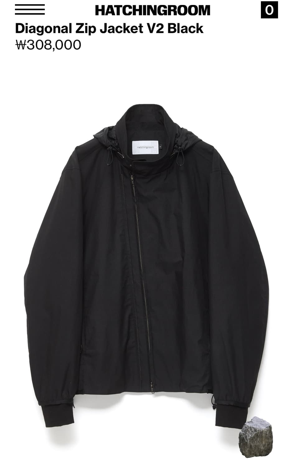 해칭룸 Diagonal zip jacket v2 블랙 상품이미지1