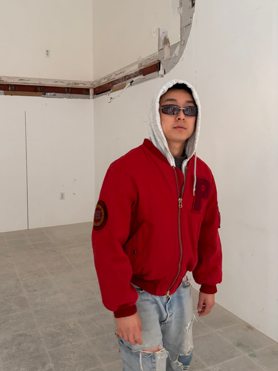 90’s Pink House red patch bomber jacket 상품이미지3