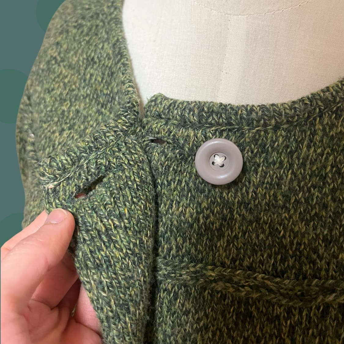 빈티지 7부 소매 단추 니트 가디건 상품이미지3