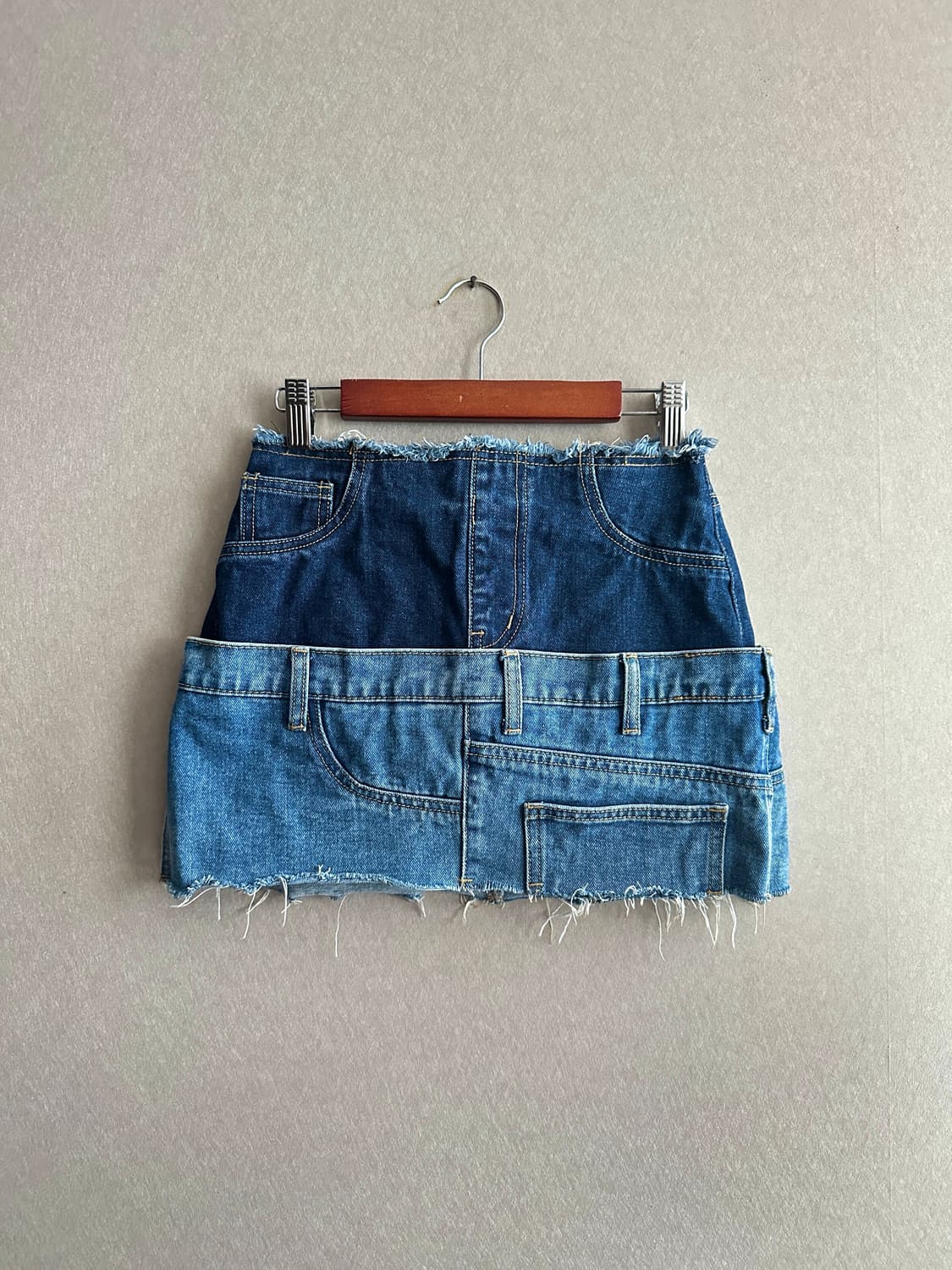 Contrast panel denim skirt UK6 상품이미지1
