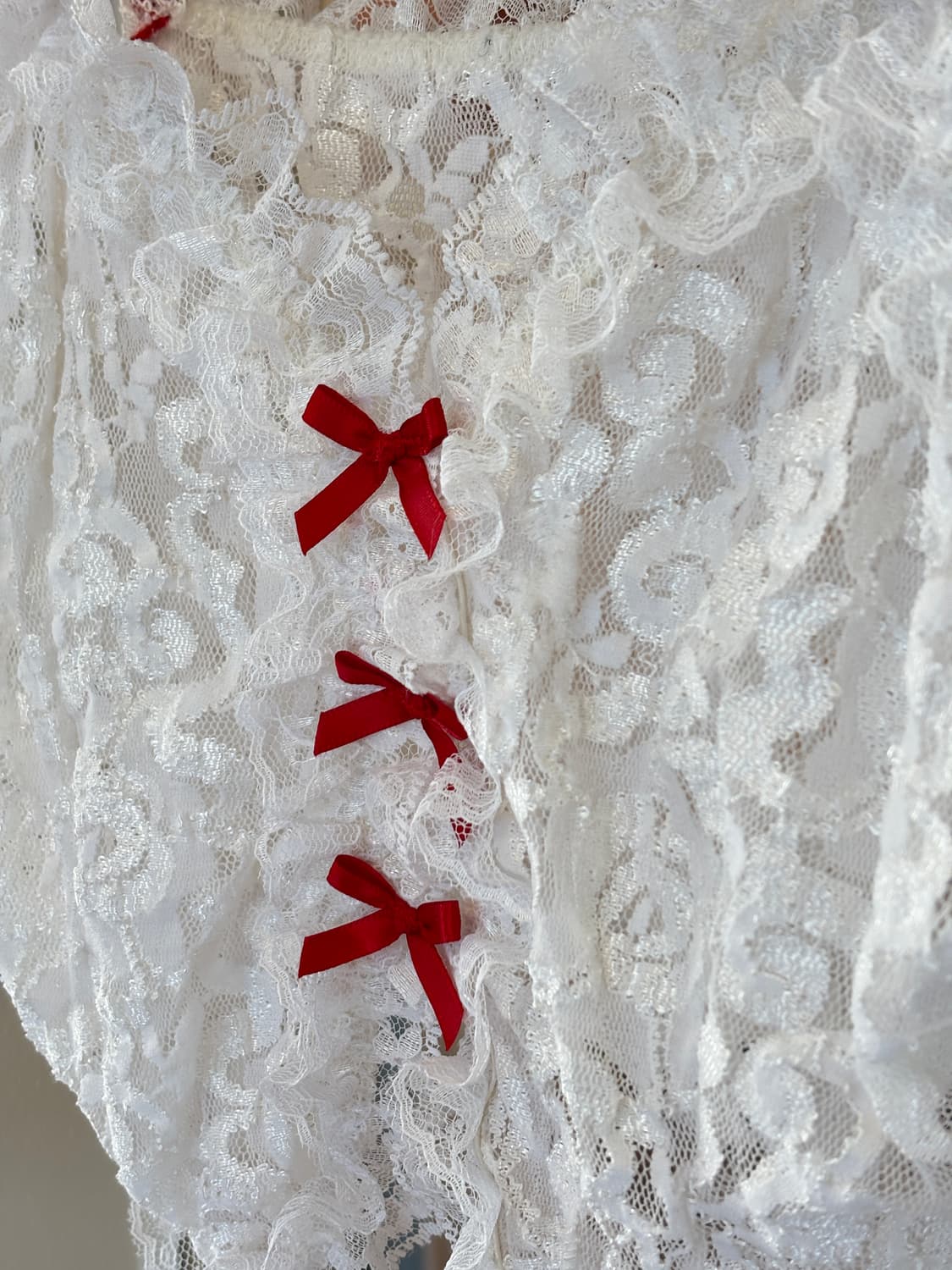 Red ribbon lace lingerie top 상품이미지4