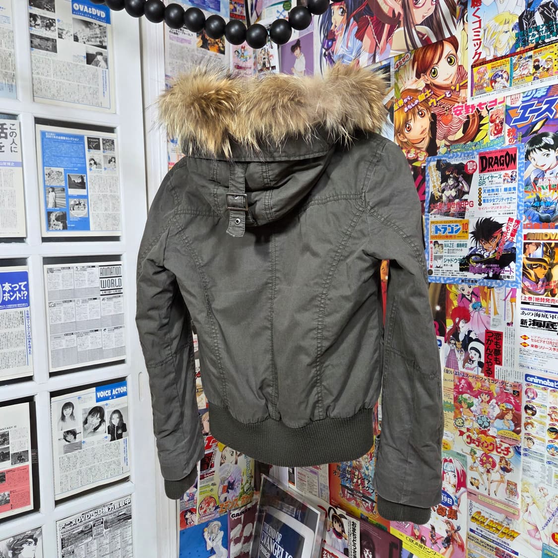 버커루 Y2K 카키 라쿤 퍼 패디드 점퍼 상품이미지6