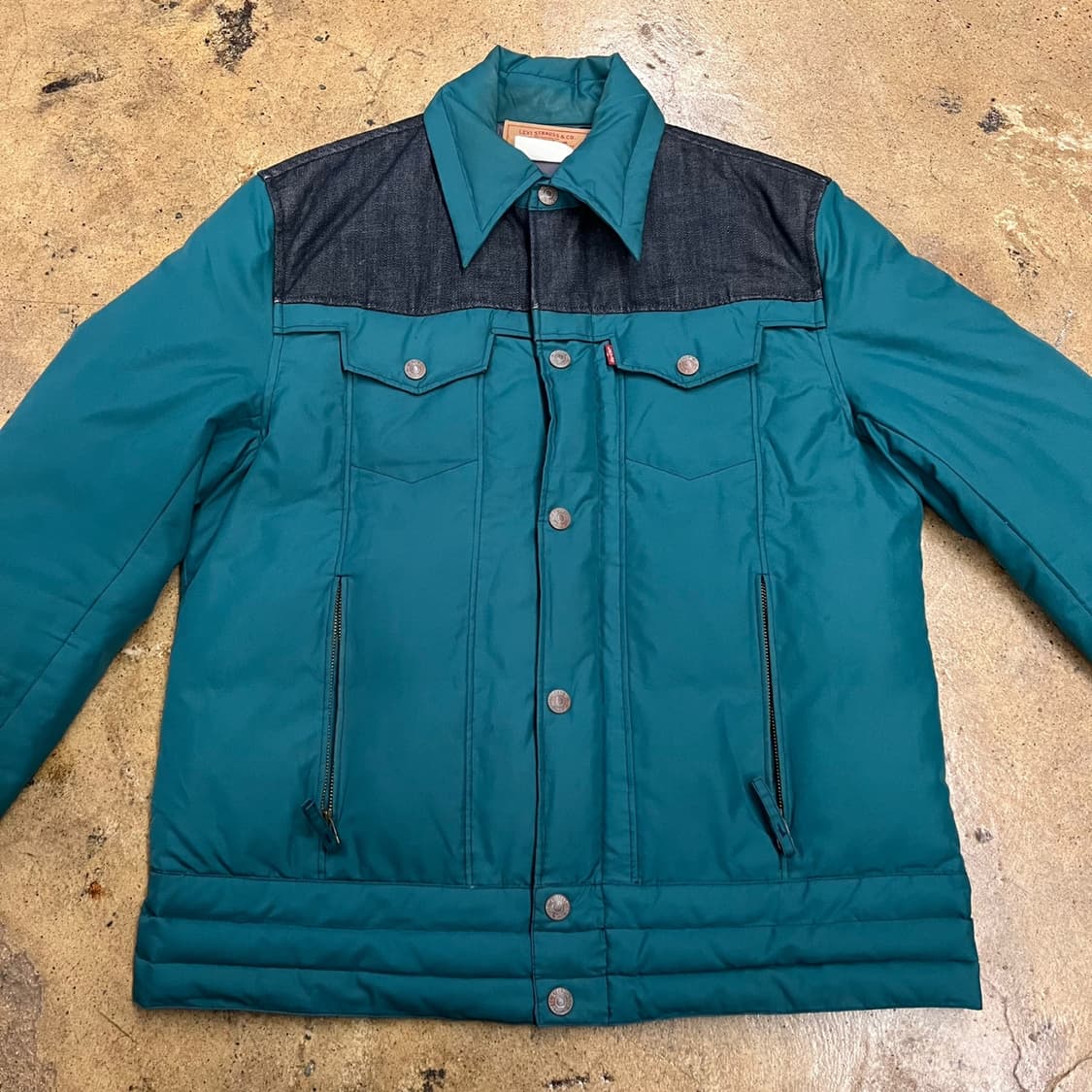 [정품/L] 리바이스 청록색 패딩 자켓 데님 배색 b14 상품이미지3