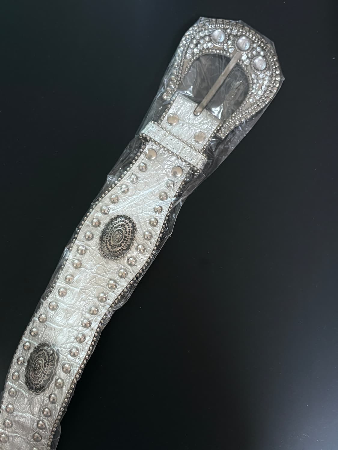 쇠맛 빈티지 실버 큐빅 포인트 벨트 상품이미지1