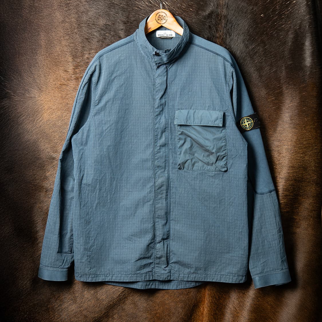 [XXL] 스톤아일랜드 17AW 가먼트다잉 코튼 나일론 립스탑 오버셔츠 상품이미지1