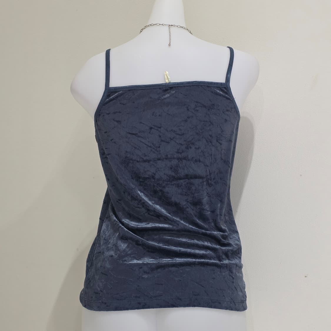 일본빈티지)블루x딥그린 벨벳 오네갸루 오리엔탈 레이스 슬리브리스탑 상품이미지2