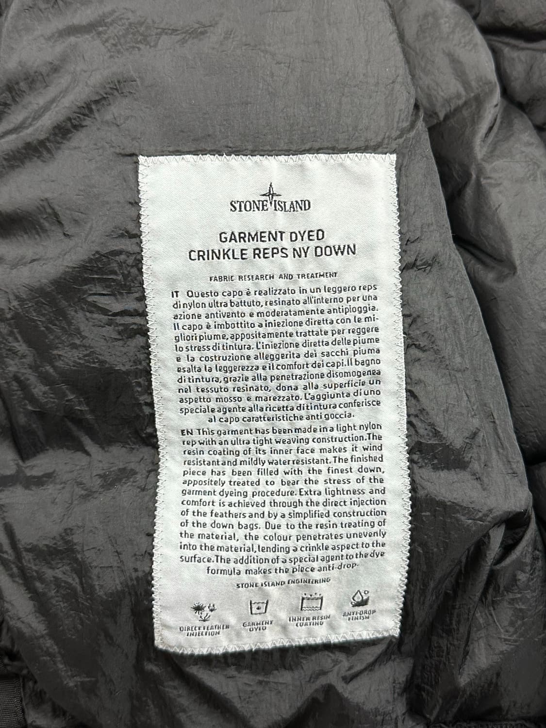 [M] 정품 스톤아일랜드 18FW 크링클랩스 논후드 패딩 블랙 상품이미지6