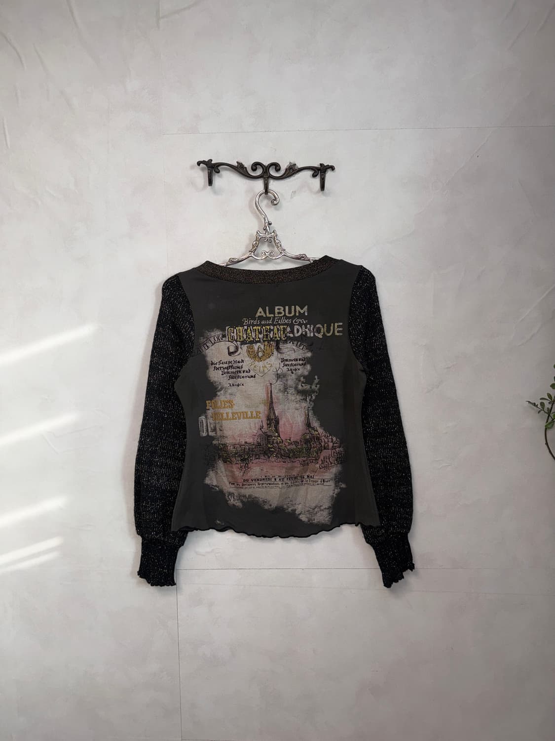 Charcoal vintage printing knit sleeve 상품이미지5