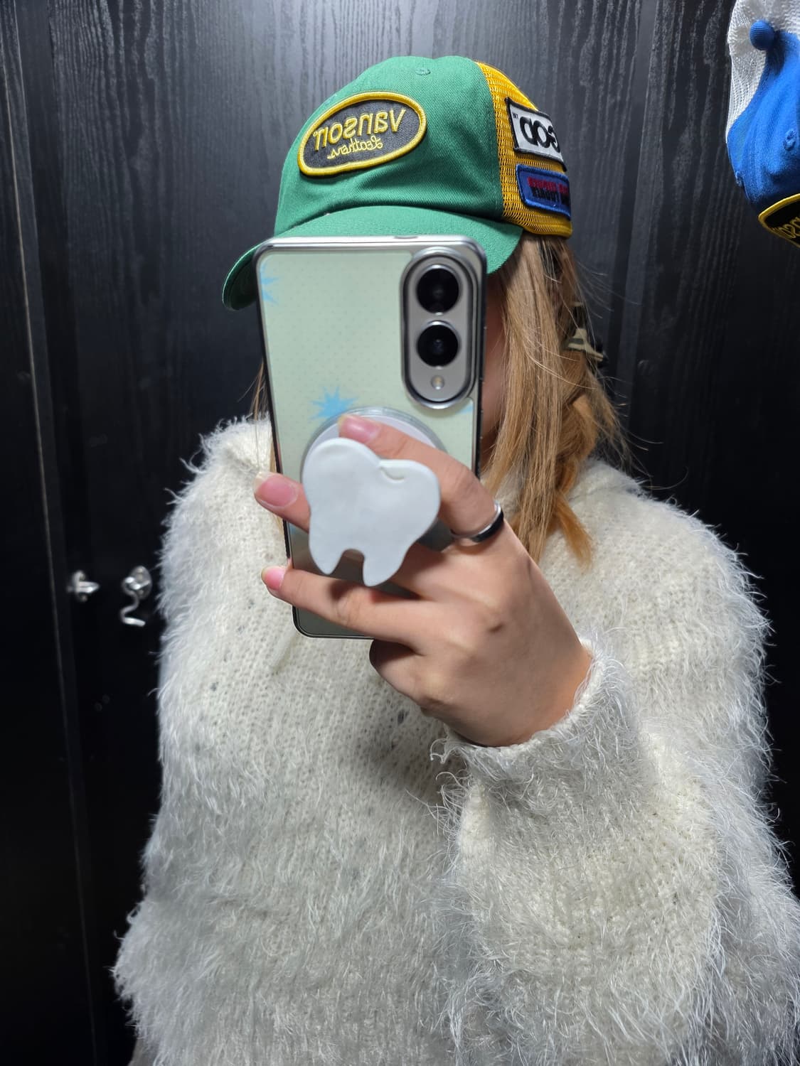 슈프림 x 히스테릭 글래머 x 밴슨 레더 메쉬 백 6-패널 그린 상품이미지4