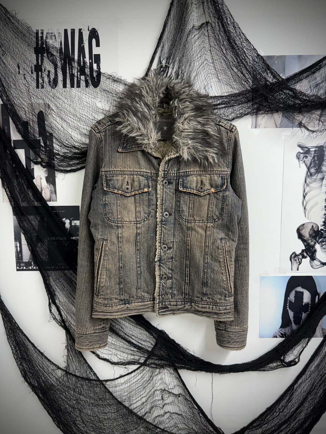 00s fur denim jacket 상품이미지1