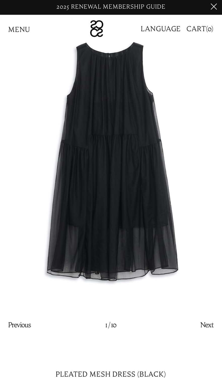 코스모스 플리츠 메쉬 드레스 블랙 상품이미지1