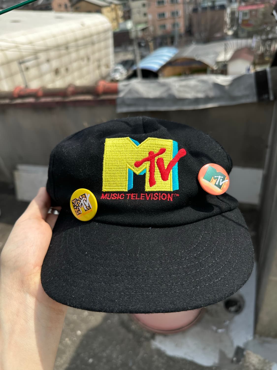 80's MTV 빈티지 엠티비 울 모자 핀버튼 상품이미지1