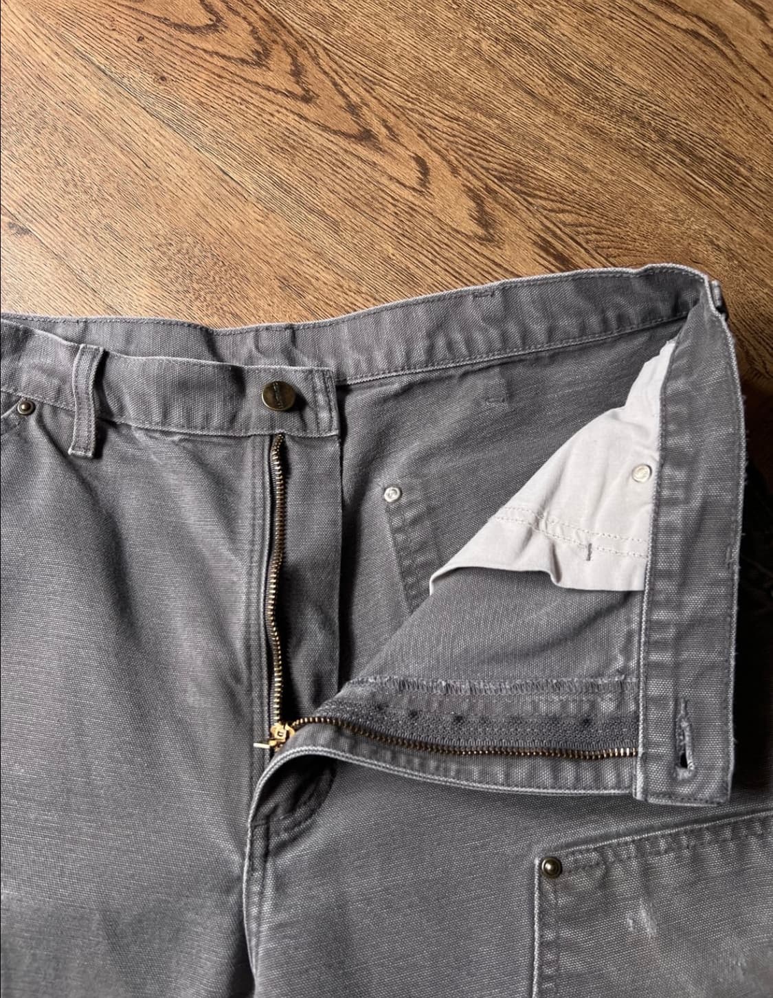 칼하트 USA 빈티지 워싱 차콜그레이 더블니 워크팬츠 33 상품이미지5