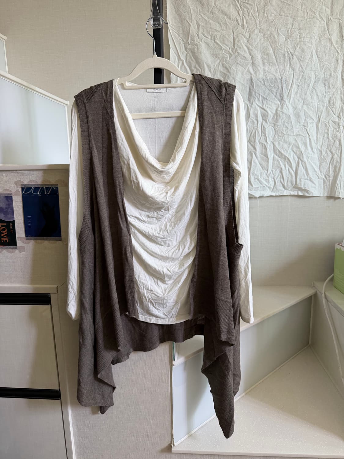 SET) 셔링 슬리브+모리 언발 베스트 가디건 상품이미지1