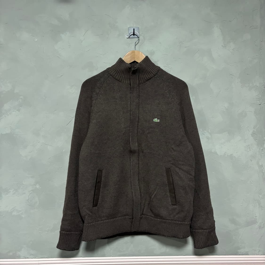 라코스테 울 니트 집업 브라운 상품이미지1