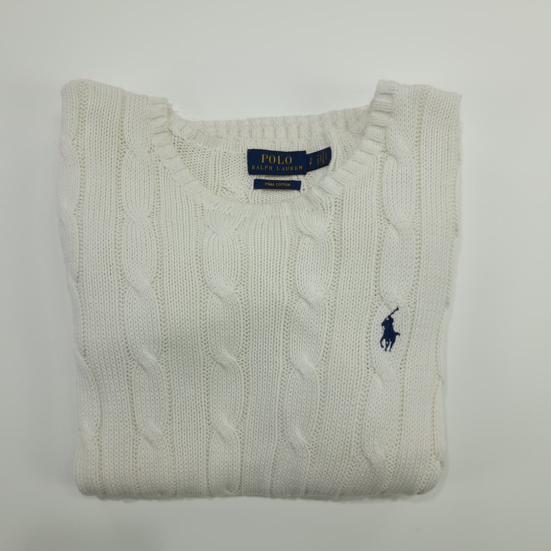 CN747W S 폴로 랄프로렌 화이트 라운드 케이블 긴팔 니트 스웨터 상품이미지9