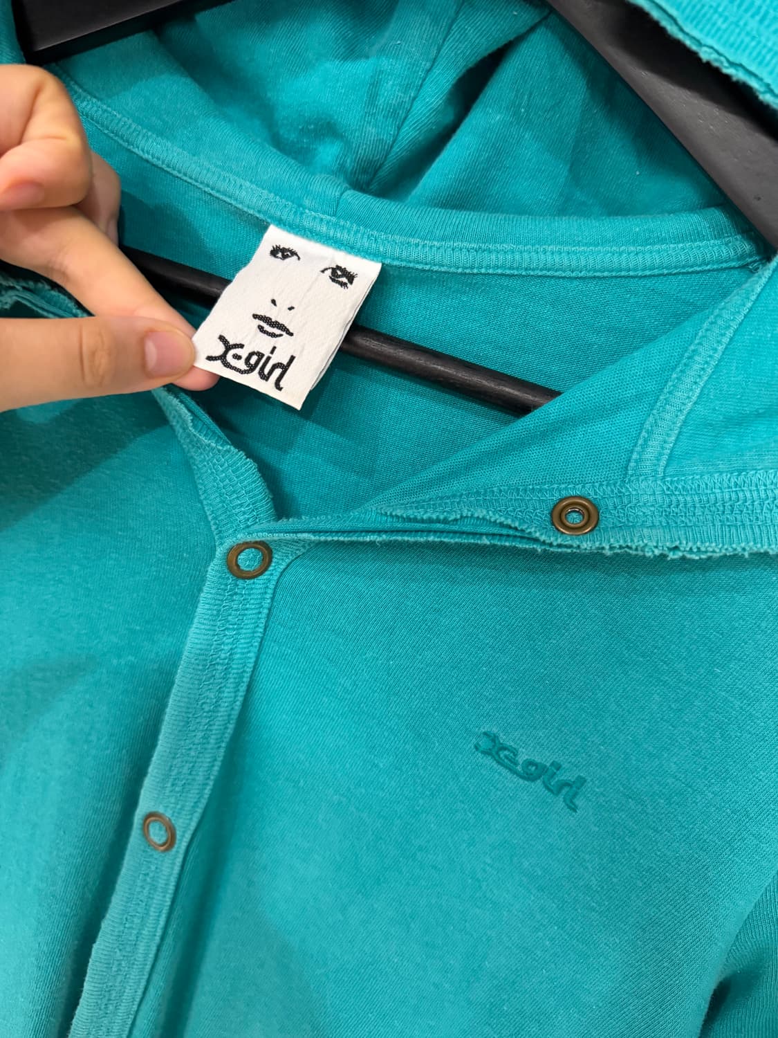 X-girl full snap design mint hoodie 상품이미지9