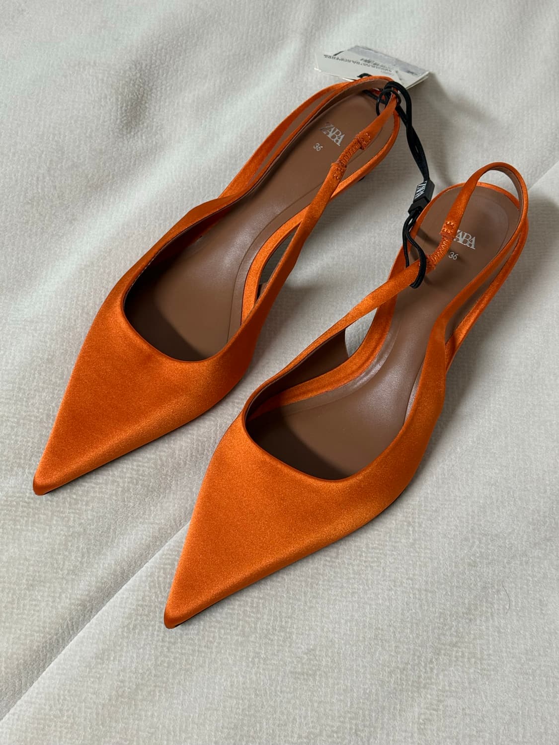 ZARA 자라 오렌지 새틴 슬링백 상품이미지7