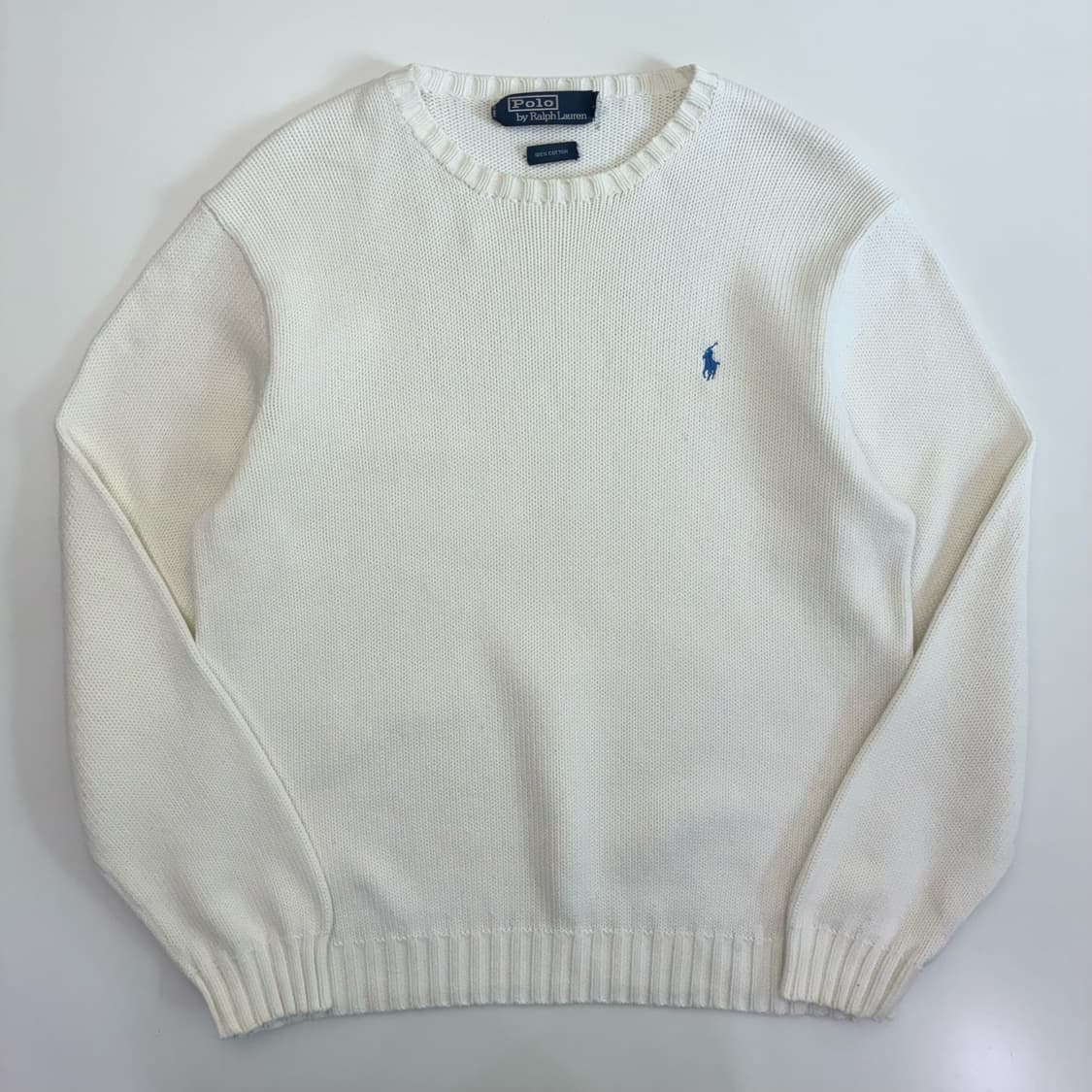 Polo   폴로 랄프로렌 자수 코튼 화이트 크루넥 니트 상품이미지1