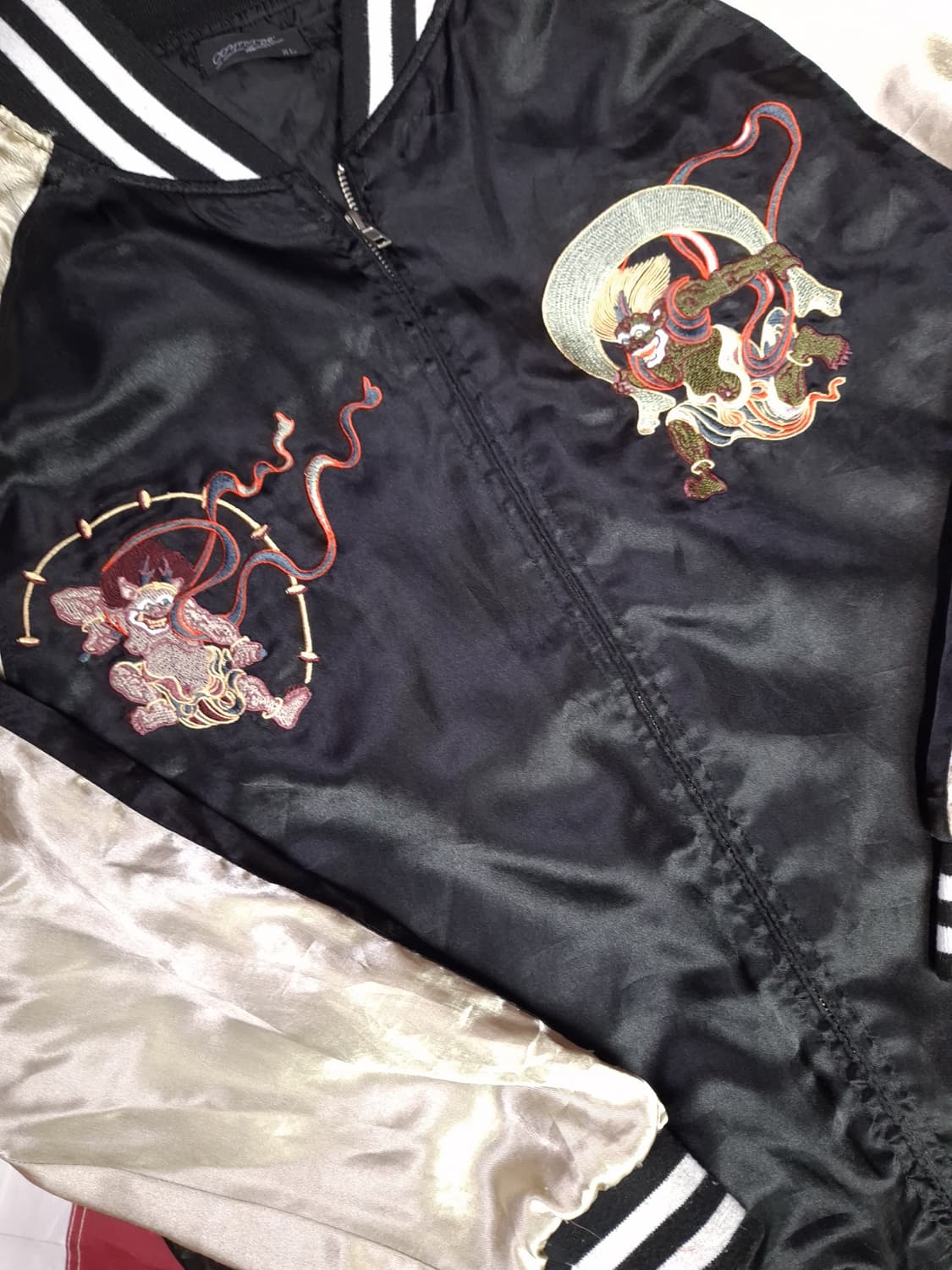 빈티지 일본판 오리엔탈 자수 사틴 스카잔 상품이미지3