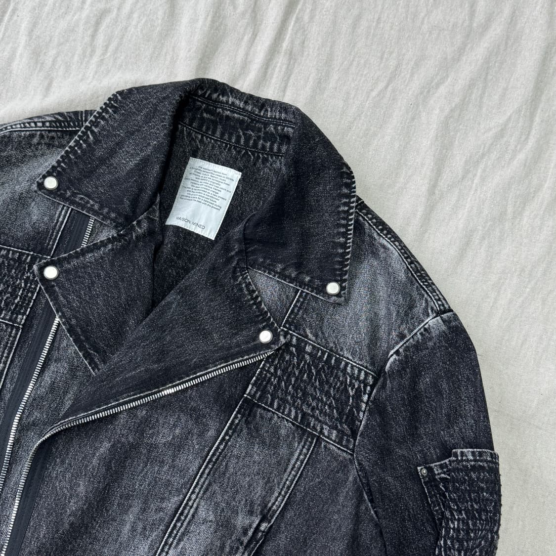 메종미네드 투웨이 흑청 데님 라이더 자켓 L 상품이미지2