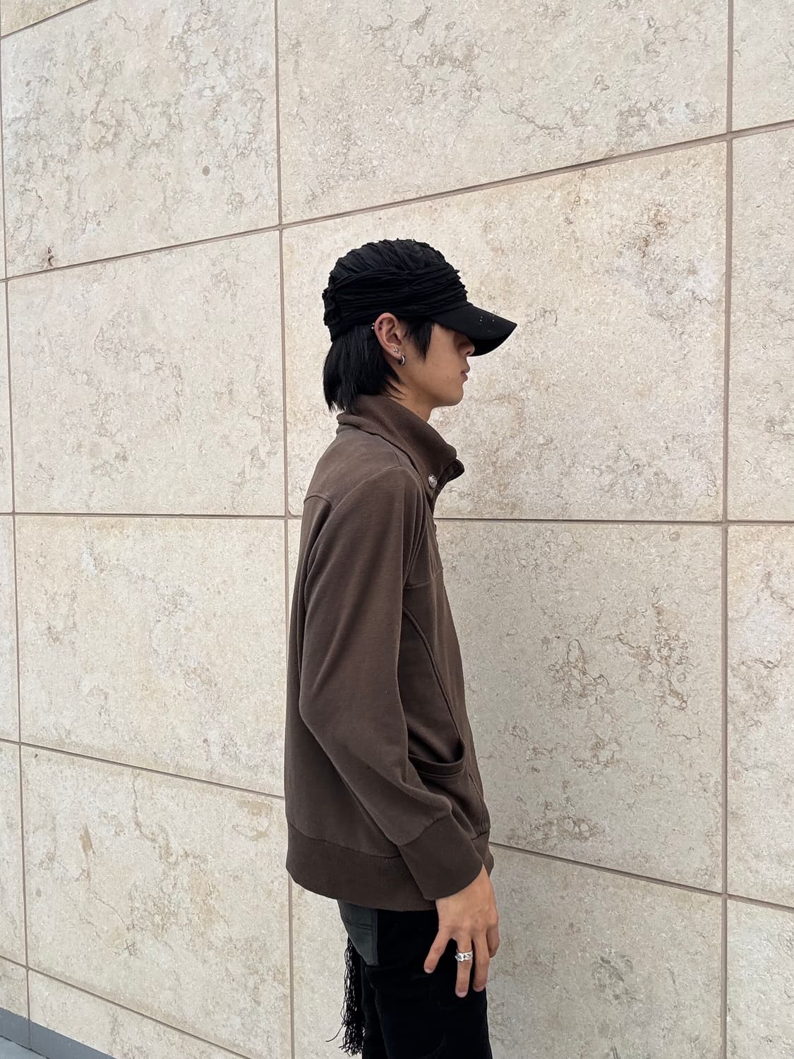 “PLG” Y2K star Detail Brown Zip Up 상품이미지2