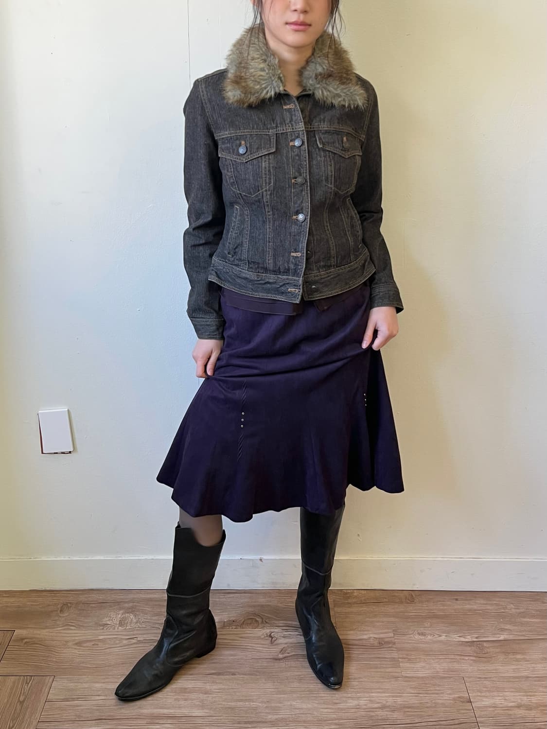 M-ll 레오파드 퍼 데님자켓 상품이미지5