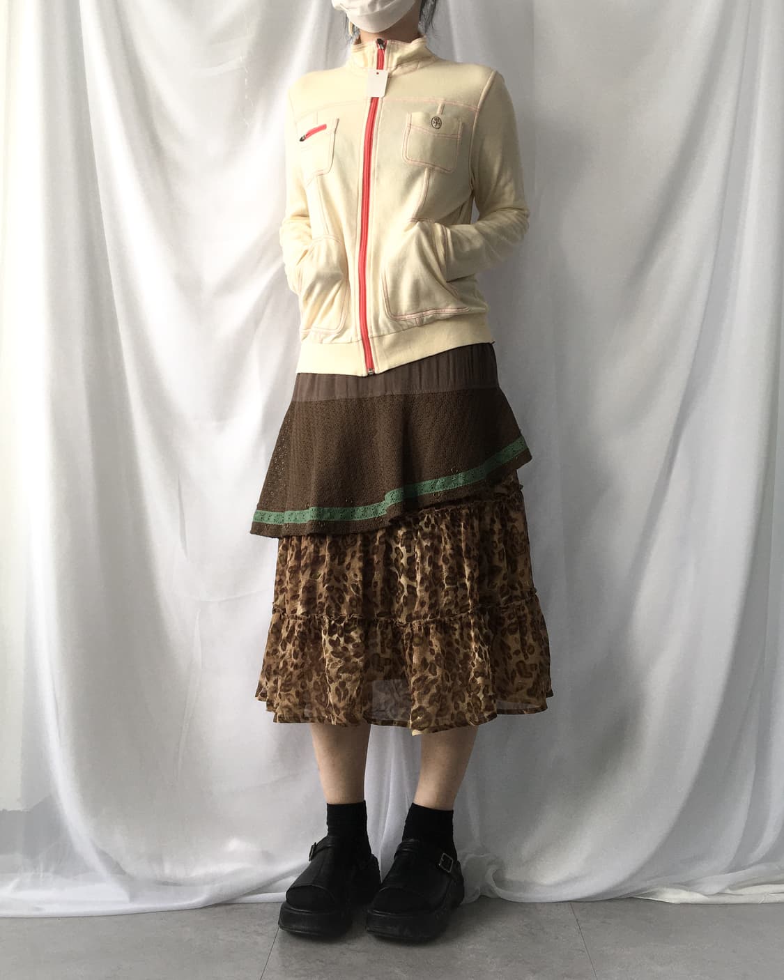Layered khaki brown skirt 상품이미지3