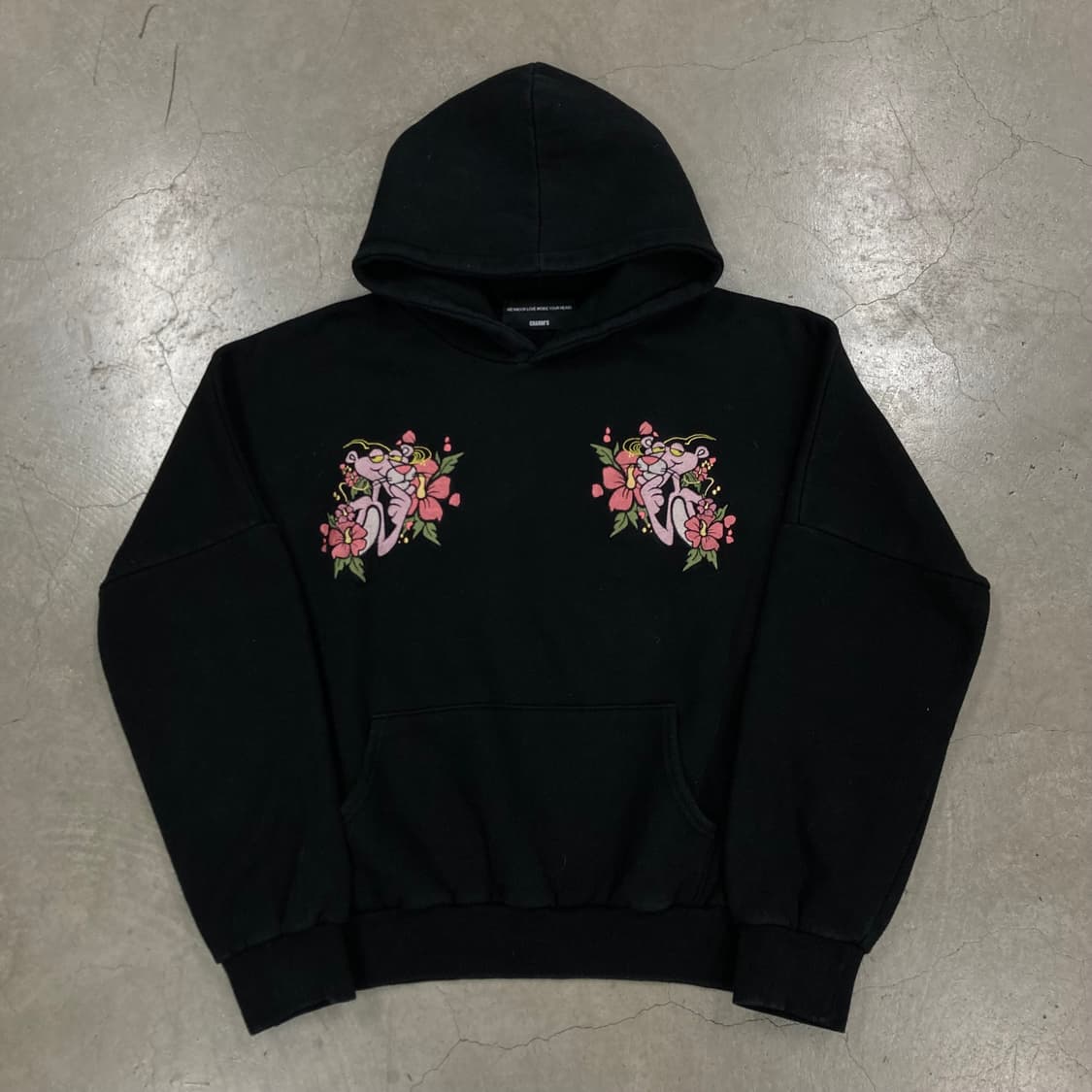 참스 핑크판다 블랙 컬러 자수 빅로고 후드티 상품이미지1