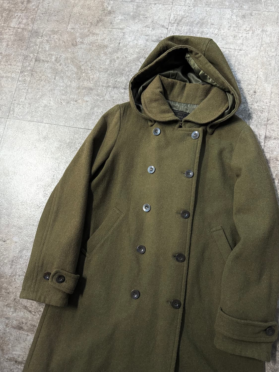 울 혼방 더블 버튼 후디드 코트 상품이미지6
