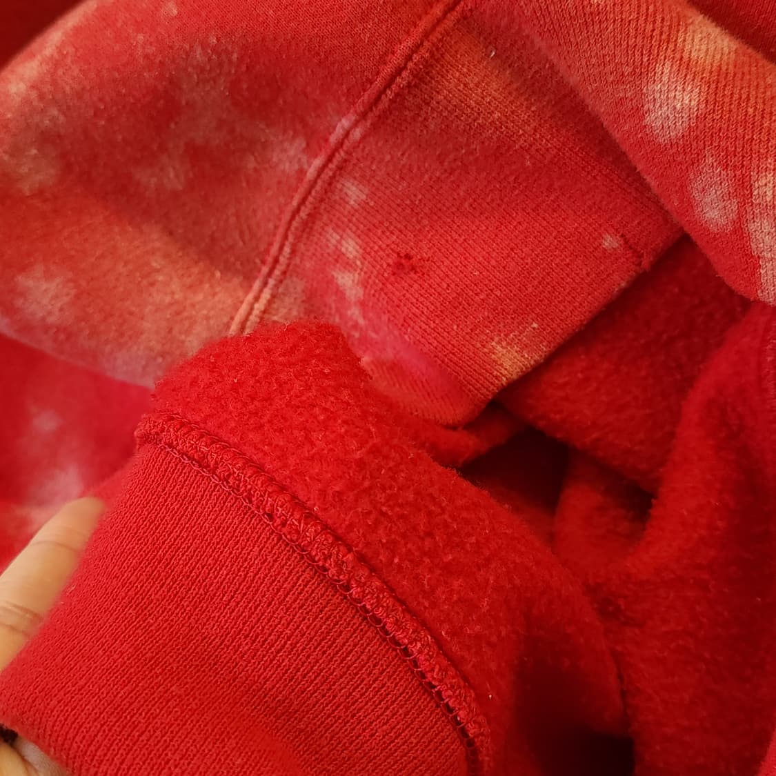 90s 러셀 후드 빈티지 스웻셔츠 썬페이딩 레드 플레인 스웻셔츠 L 상품이미지6