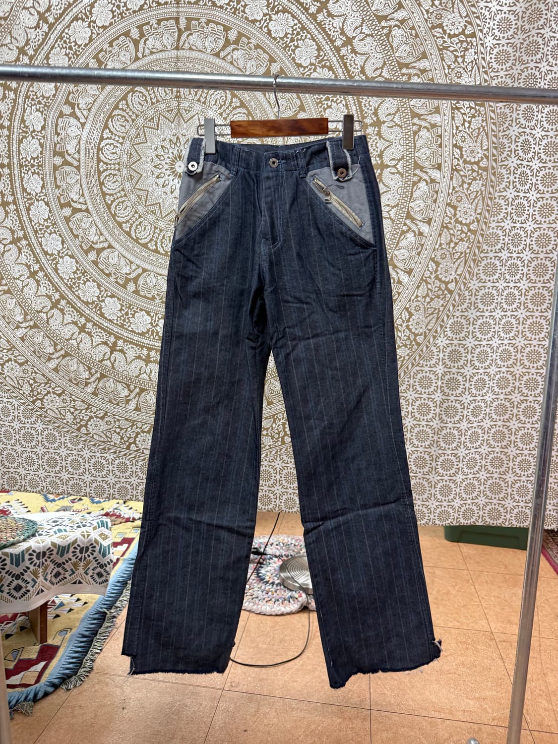 빈티지 지퍼 디테일 스트라이프 데님팬츠 (Z1017) 상품이미지3