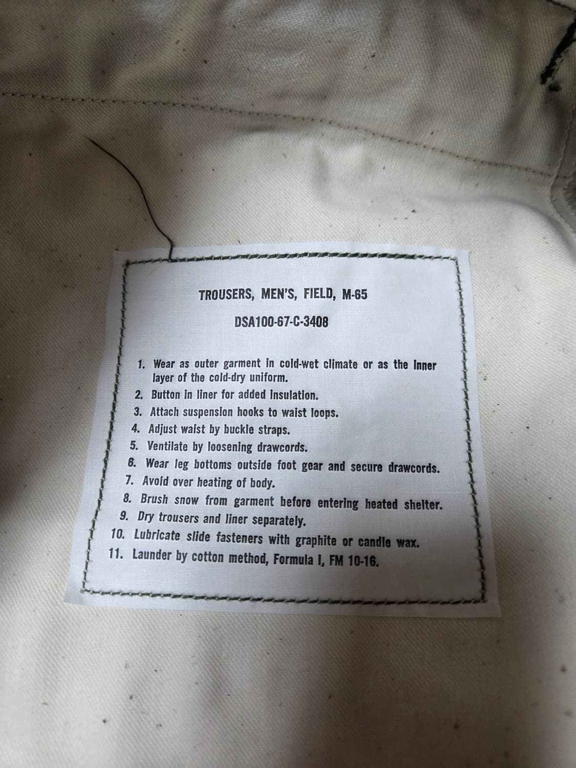 미군 M65 필드 팬츠.스몰 롱.새제품 상품이미지3