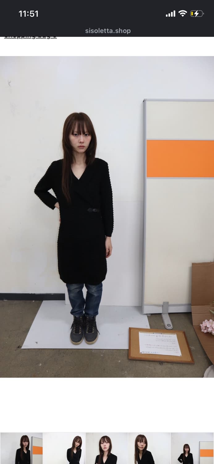 black ribbed wrap knit dress 상품이미지5