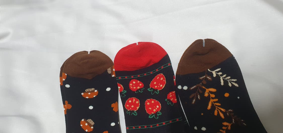 브라운 블랙 레드 동물패턴 토끼 버섯 딸기 양말 상품이미지8