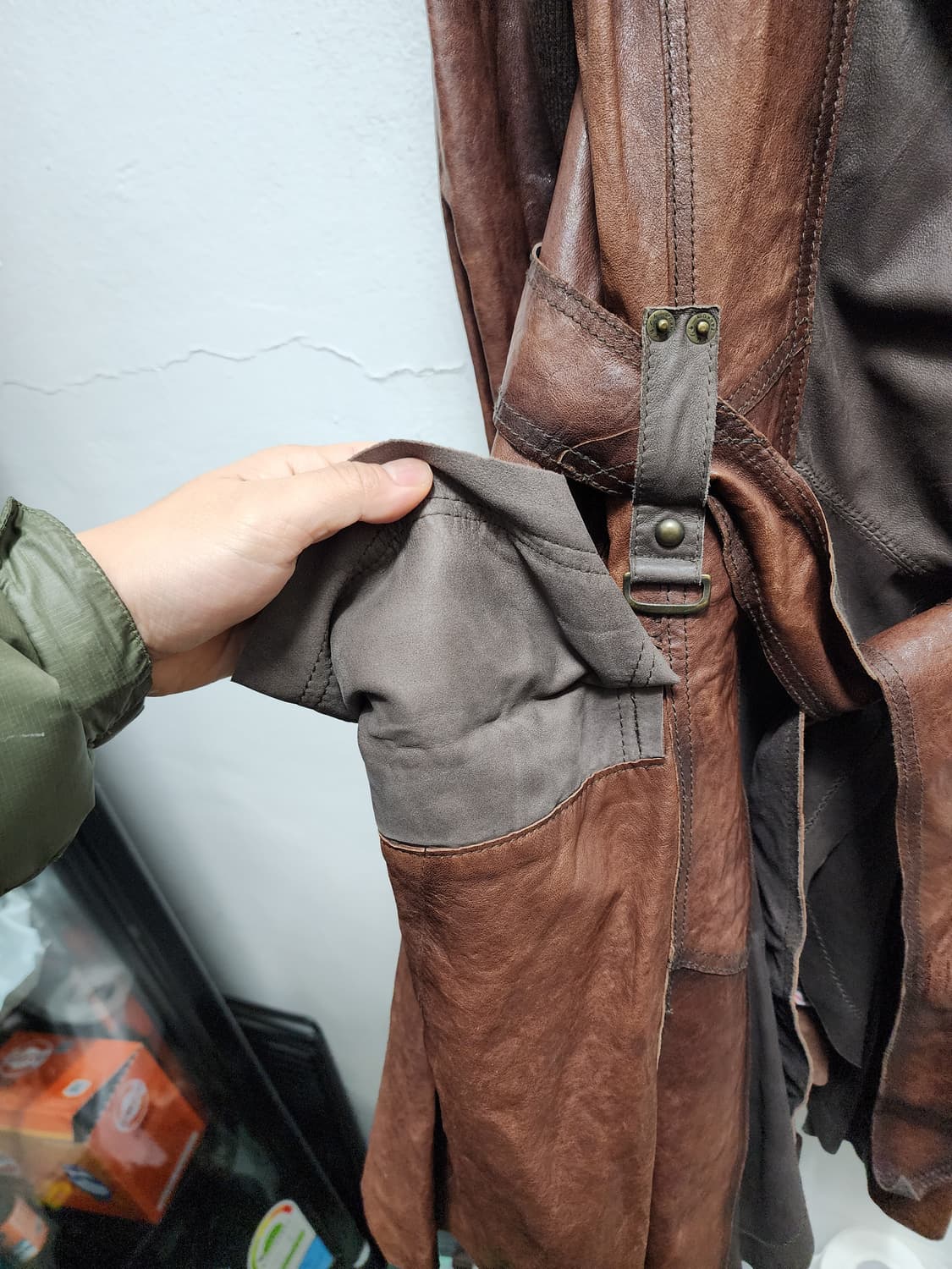 탱커스 산양가죽 보헤미안 히피st 빈티지 레더 코트 상품이미지5