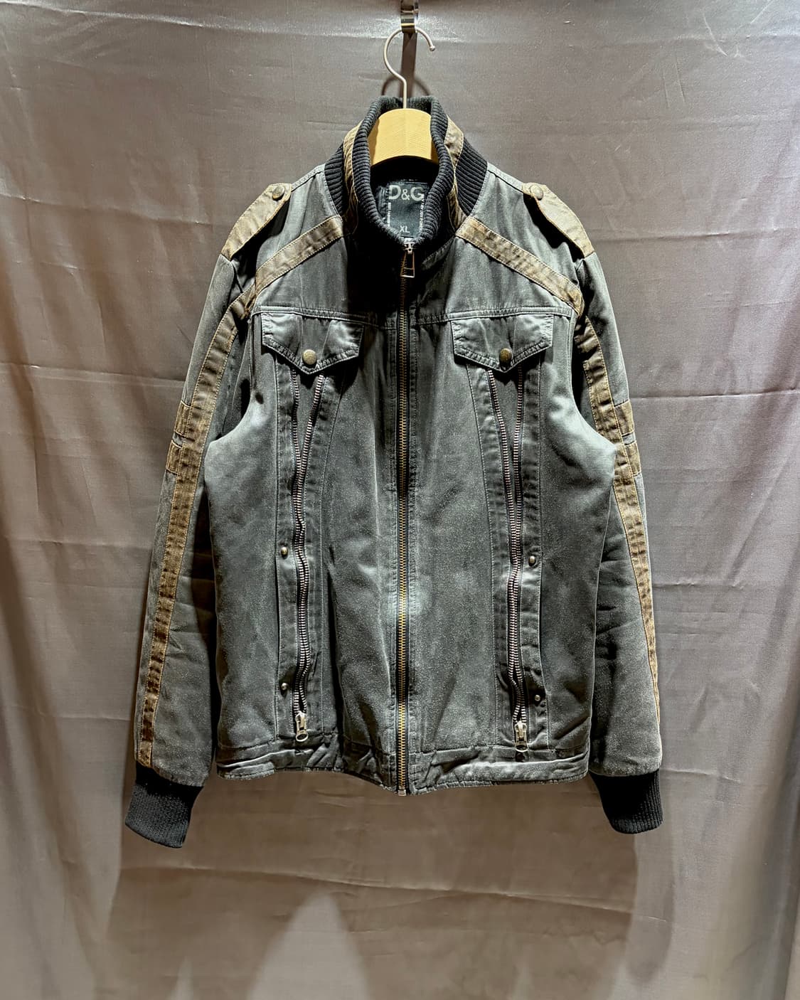 XL D&G 돌체앤가바나 절개 워싱 레더자켓 상품이미지4