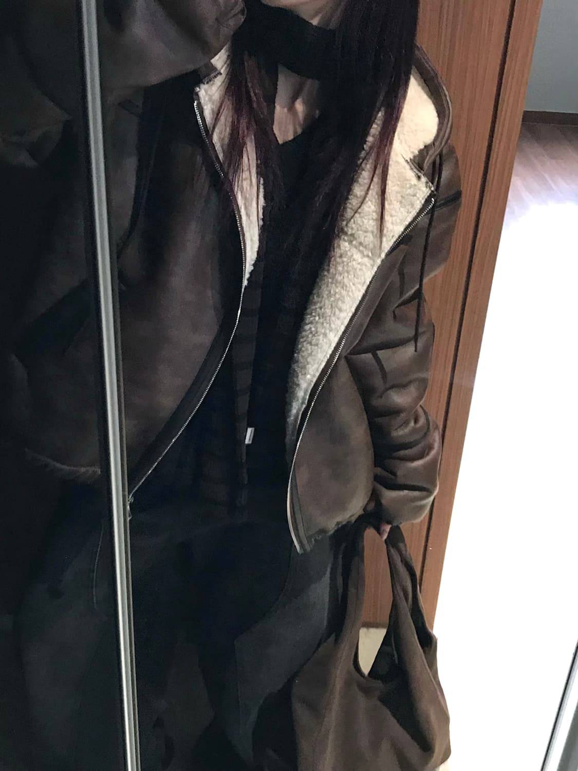 고퀄 원가 11만 7000원 후드 집업 무스탕 새 상태 상품이미지3