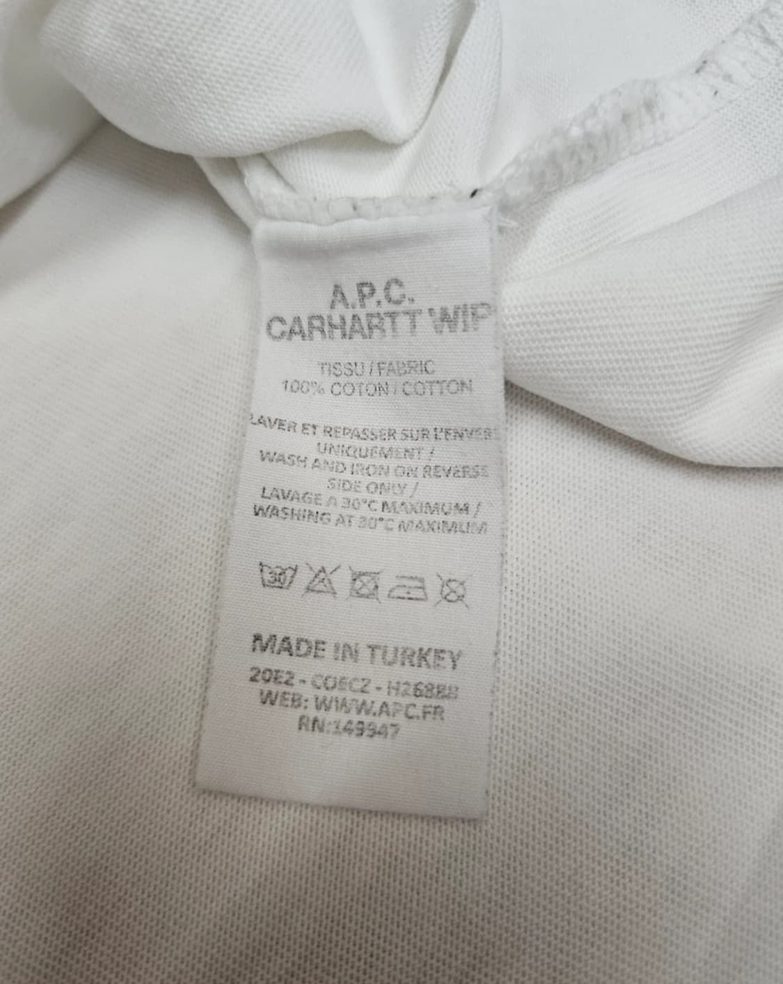 칼페쎄 칼하트 APC 아페쎄 반팔 티셔츠 흰티 상품이미지7