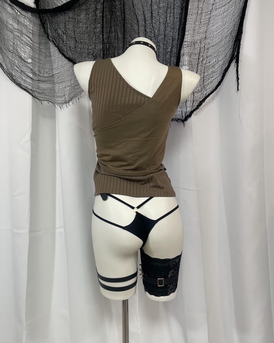 brown sleeveless 상품이미지3