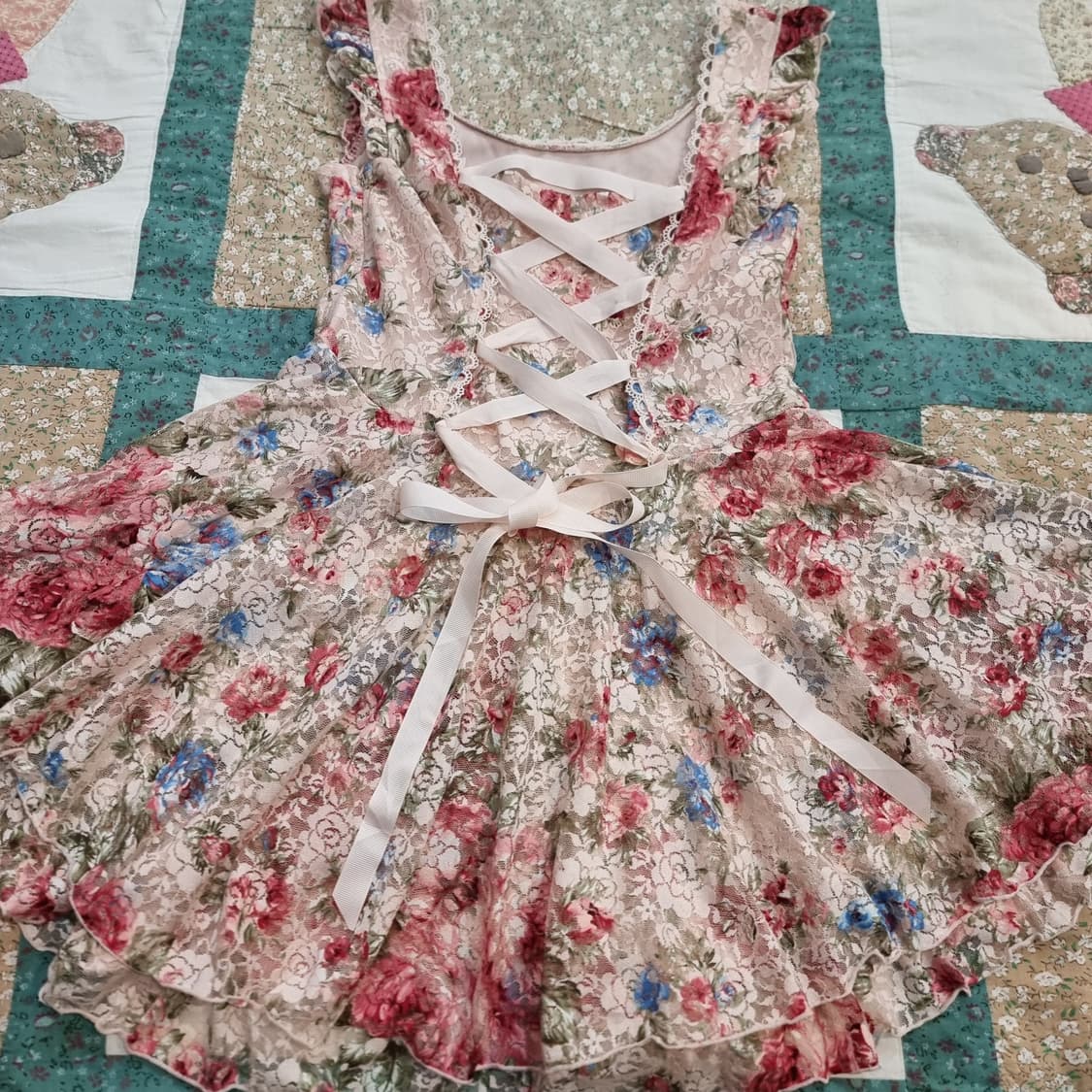 LIZ LISA 레이스 로즈 플레어 올인원 점프수트 상품이미지8