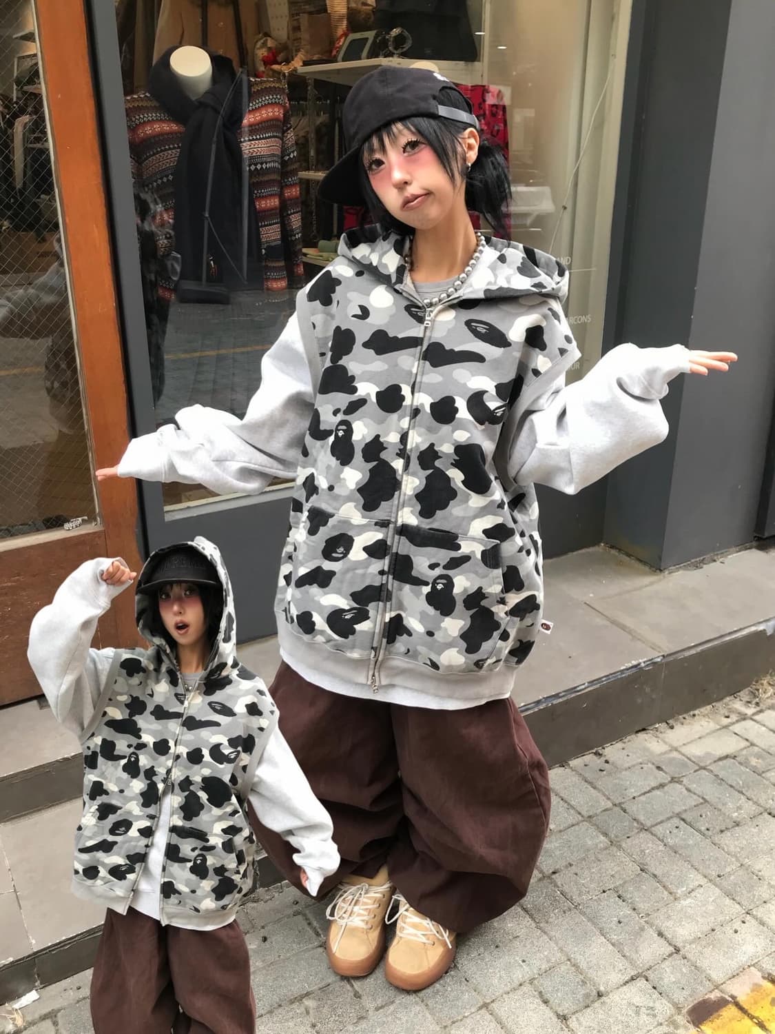 Bape Grey Camouflage Two-Way Hooded Vest 상품이미지1