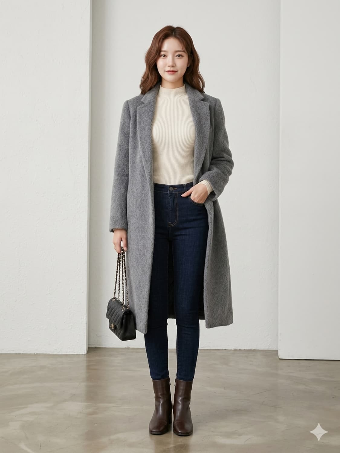 모조에스핀(MOJO.S.PHINE) 수리 알파카 혼방 하프/롱 코트 상품이미지1