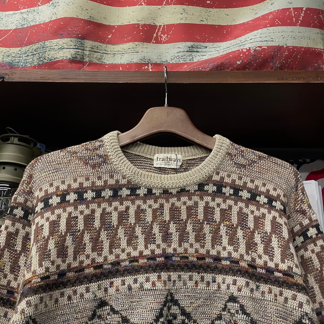 90s 트레일 웨이즈 멀티 패턴 노르딕 울 니트 스웨터 상품이미지3