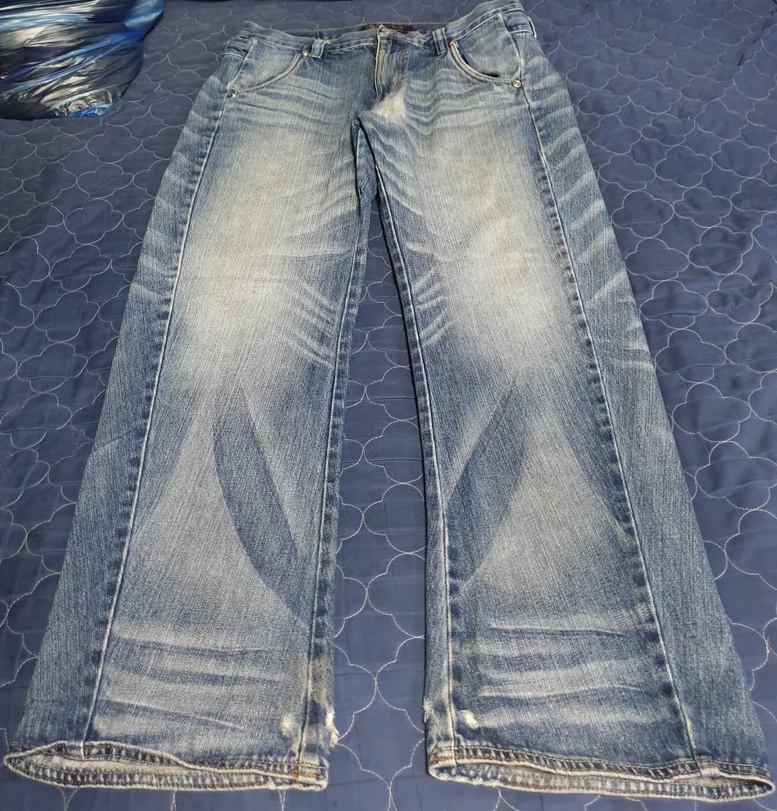 (07s) FUBU USA 성조기 백포켓 빈티지워싱 와이드 데님진(34) 상품이미지1