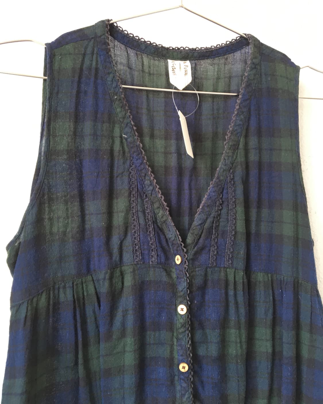 Button up point check pattern sleeveless 상품이미지4