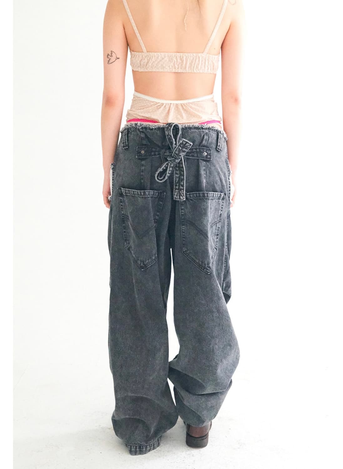 샵페어리 cut-off denim maxi pants (black) 상품이미지4