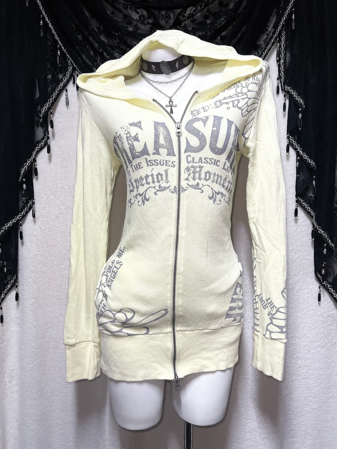 glitz 글리츠 갸루 펑크 y2k 와투케 레터링 투웨이 후드집업 원피스 상품이미지5