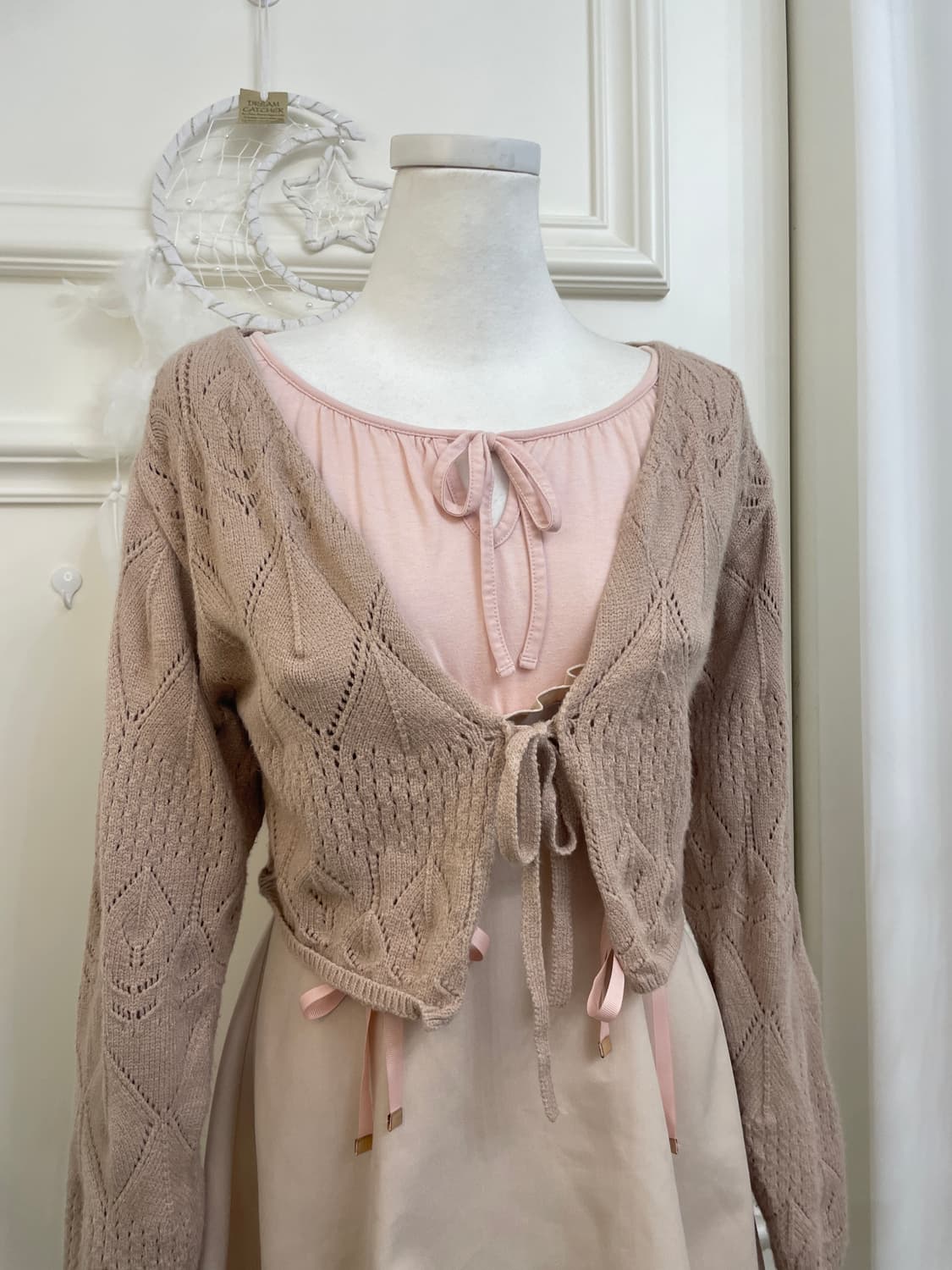 coral&beige autumn lovely lace-up set 상품이미지5