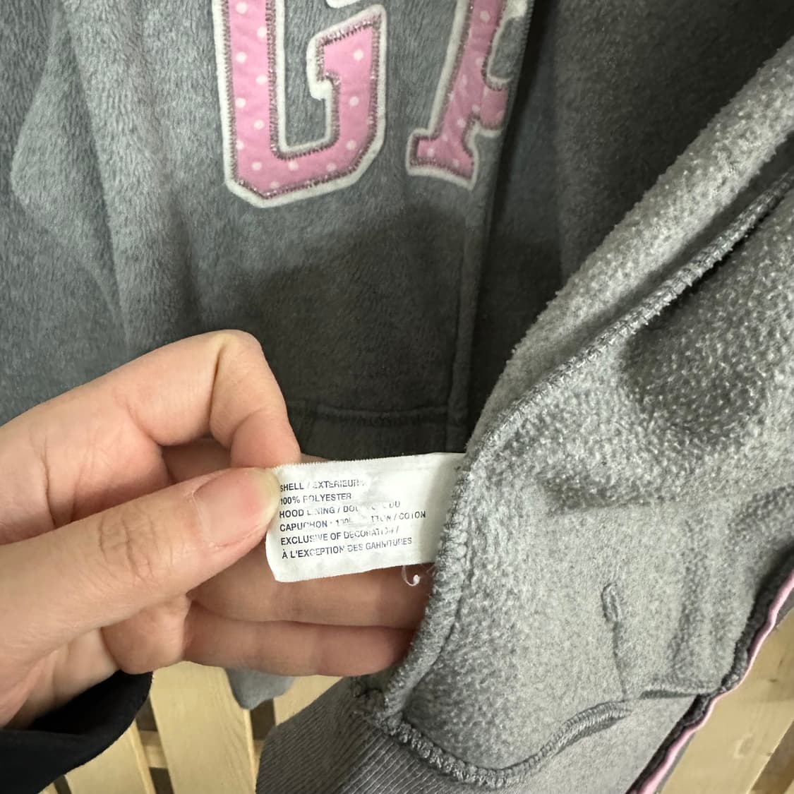 (S) GAP 갭 그레이 핑크 후리스 후드집업 상품이미지6